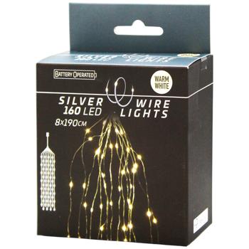 Гірлянда внутрішня на батарейках теплий білий колір 160 led лампочок 8 рядів по 2м по 20 ламп - купити, ціни на КОСМОС - фото 1