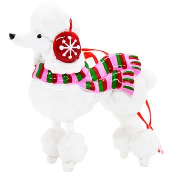 Декоративна підвісна фігурка Пудель 9.4см колір білий з червоним 208-312 BONADI 1 шт - купити, ціни на WINETIME - фото 1