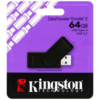 Флеш-накопитель USB Kingston DataTraveler Exodia S 64GB USB 3.2 Gen 1 Black - купить, цены на Auchan - фото 1