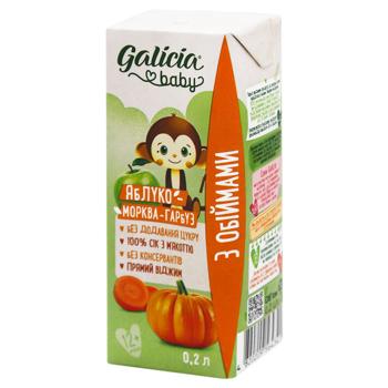 Сок детский Galicia Baby яблоко-морковь-тыква с мякотью 200мл - купить, цены на - фото 1