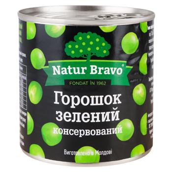 Горошек Natur Bravo зеленый 425мл - купить, цены на КОСМОС - фото 1