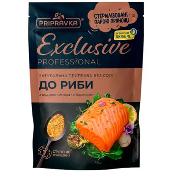 Приправа Pripravka Exclusive Professional до риби з цедрою лимона та базиліком без солі 45г - купити, ціни на Чудо Маркет - фото 1