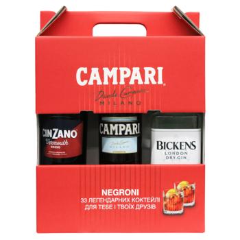 Набор Negroni Настойка Campari-вермут Cinzano-джин Bickens 1л х 3шт - купить, цены на - фото 2