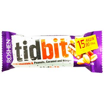 Roshen Tidbit Nougat and Caramel with Peanuts Chocolate 50g - buy, prices for Supermarket "Kharkiv" - photo 1