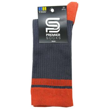 Шкарпетки Premier Socks чоловічі Рубчик контрастні п'ятка/мисок р.25 сірий + цеглистий - купити, ціни на Чудо Маркет - фото 1