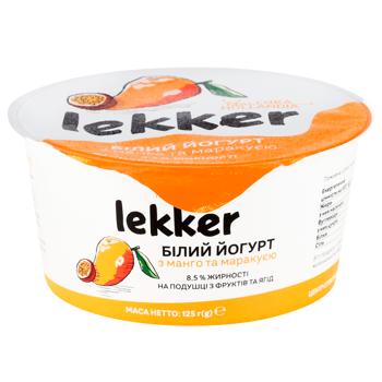 Йогурт Леккер білий 8.5% 125г манго-маракуйя пл/ст - купить, цены на Cупермаркет "Харьков" - фото 1