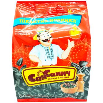 Семена подсолнечника СанСанич жареное соленое с перцем 100г - купить, цены на Auchan - фото 1