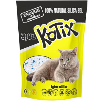 Kotix силікагелевий наповнювач 3,8 л - без аромату - купить, цены на MasterZoo - фото 1