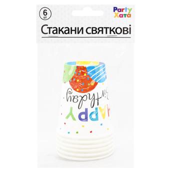 Party Khata Happy Birthday Balloons Disposable Cups 250ml 6pcs