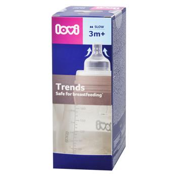 Бутылочка Lovi Trends медленный поток 3+ мес 250мл бежевый