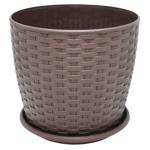Aleana Rattan Plastic Dark Brown Flower Pot with a Support 20x18cm