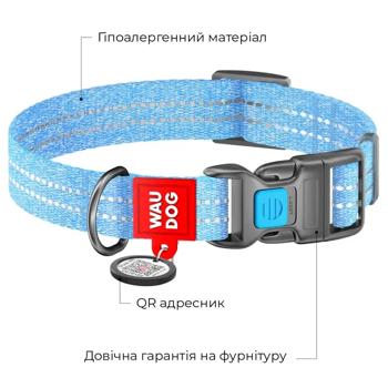 Waudog Re-Cotton Reflective Dog Collar with QR Passport 28-40cm/20mm Blue - buy, prices for - photo 3