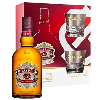 Chivas Regal Whiskey 12 y.o. 40% 0.7l + 2 Glasses - buy, prices for Tavria V - photo 1