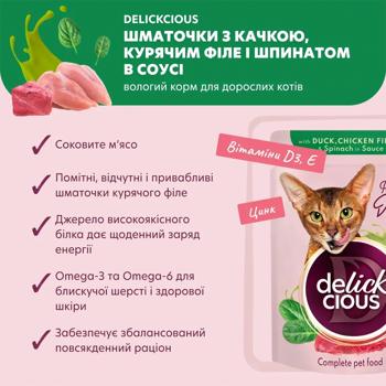 Delickcious Wet Food with Duck, Chicken and Spinach for Cats 85g - buy, prices for MasterZoo - photo 4