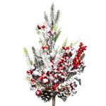 Branch with Snow-covered Berries and Pine Cones 30cm