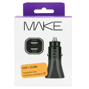 Зарядний пристрій автомобільний Make 2хUSB 2,4A 12W чорний - купити, ціни на - фото 2