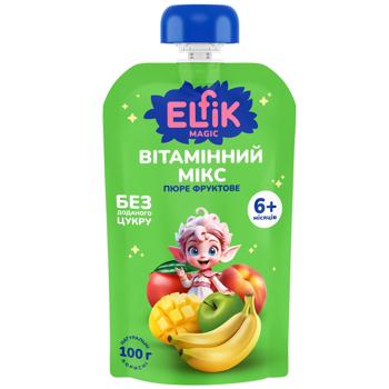 Пюре фруктовое Elfik Magic Витаминный микс с 6 месяцев 100г - купить, цены на Cупермаркет "Харьков" - фото 1