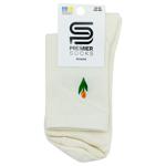 Носки Premier Socks женские классические в рубчик с вышивкой цветок р.23-25 молочный