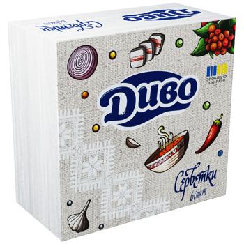 Серветки столові Диво білі 1-шарові 23*24см 60шт - купити, ціни на Чудо Маркет - фото 3