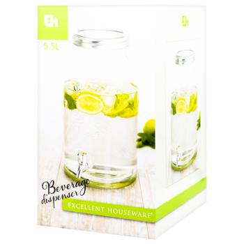 Диспенсер для напоїв Excellent Houseware з краном 5,5л - купити, ціни на METRO - фото 1