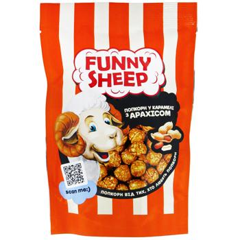 Funny Sheep Pop Corn Coated with Caramel with Peanuts and Peanut Butter 90g - buy, prices for Epicentr FOOD - photo 1