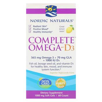 Омега 3-6-9 и витамин Д3 Nordic Naturals Complete Omega-D3 1000мг 60 гелевых капсул - купить, цены на Biotus - фото 2