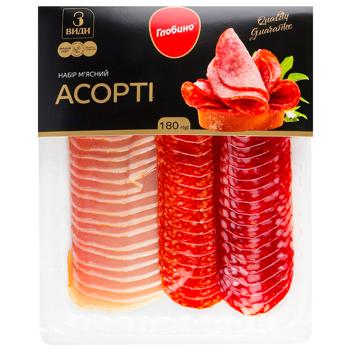 Мясное ассорти Глобино сырокопченая нарезка 180г