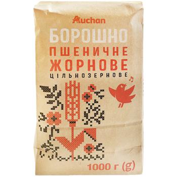 Борошно Auchan пшеничне жорнове цільнозернове 1кг - купити, ціни на Auchan - фото 1