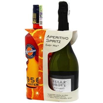 Набор аперитив Santero Spritz 13% 0,75л и Игристое вино Belle Grove Macabeo брют белое 11% 0,75л - купить, цены на Grono - фото 1