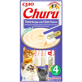 Ласощі для котів Inaba Churu кремові з тунцем та молюском 4шт х 14г - купити, ціни на MasterZoo - фото 1