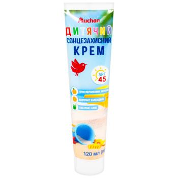 Крем Auchan солнцезащитный SPF45 120мл - купить, цены на Auchan - фото 1