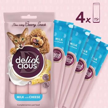 Ласощі для котів та собак Delickcious Creamy Snack з молоком та сиром 4шт*15г - купити, ціни на - фото 3