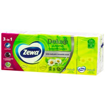 Платки носовые Zewa Deluxe с ароматом ромашки 3 слоя 10шт - купить, цены на МегаМаркет - фото 2