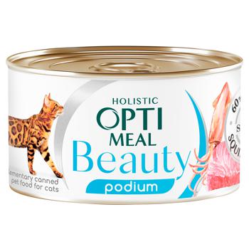 Optimeal Beauty Podium Wet Food with Tuna and Squid for Care of Hair and Teeth in Adult Cats 70g - buy, prices for MasterZoo - photo 1