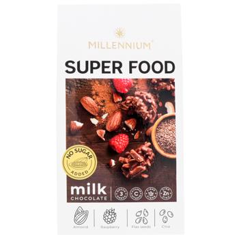 Цукерки Millennium Super Food молочно-шоколадні з мигдалем, малиною, льоном та чіа 80г - купити, ціни на - фото 2