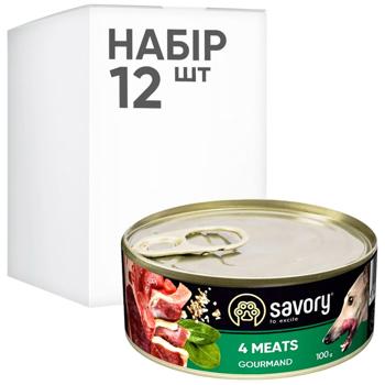 Корм влажный Savory с мясом для собак всех пород 12шт х 100г