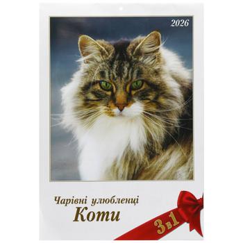 Календарь настенный Коллаж Очаровательные любимцы Кошки 3в1