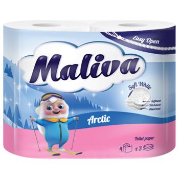 Туалетний папір Maliva Арктика 3-шаровий 4шт - купити, ціни на КОСМОС - фото 1