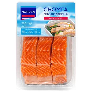 Norven Chilled Salmon Fillets Portions On Skin 405g - buy, prices for MegaMarket - photo 1