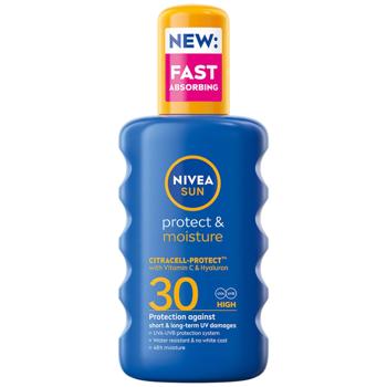 Спрей сонцезахисний Nivea Sun Protect & Moisture SPF30 200мл - купити, ціни на ULTRAMARKET - фото 1