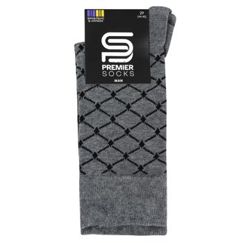 Шкарпетки Premier Socks Преміум чоловічі р.29 світло-сірий ромб - купити, ціни на NOVUS - фото 1