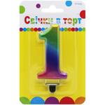 Свеча Festa цифра 1 цветная 9см