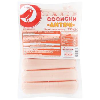 Сосиски Auchan Детские вареные высшего сорта 330г