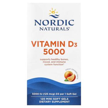Вітамін Д3 Nordic Naturals зі смаком апельсина 5000 МО 120 гелевих капсул - купити, ціни на Біотус - фото 3