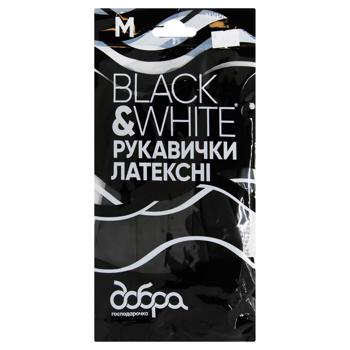 Перчатки хозяйственные Добра Господарочка Black&White латексные М - купить, цены на МегаМаркет - фото 1