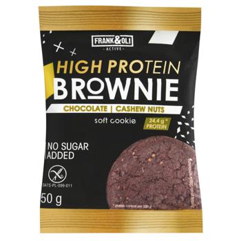 Печенье протеиновое Frank&Oli Брауни-кешью 50г