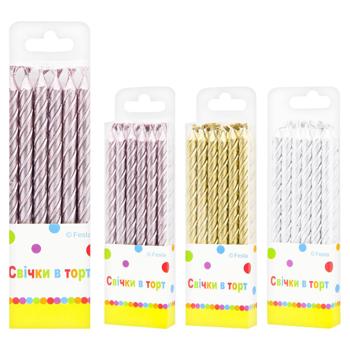 Свечи Party Favors металлик 12шт - купить, цены на КОСМОС - фото 1