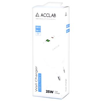 Сетевое зарядное устройство Acclab AL-TC252 25W USB-C PD+USB-A QC3.0 White - купить, цены на КОСМОС - фото 1