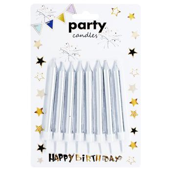 Набір свічок Party Candles для торту 8шт золото-срібло - купити, ціни на КОСМОС - фото 1