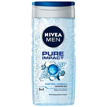 Гель для душа Nivea Men Pure Impact 3в1 250мл